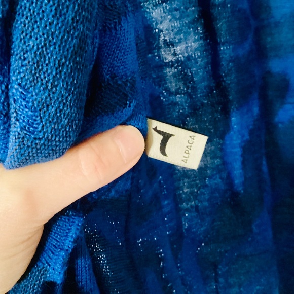 Peruvian Link Alpaca Collection Blue Ruffled Cardigan Size L Made in Peru Artsy - Picture 11 of 15